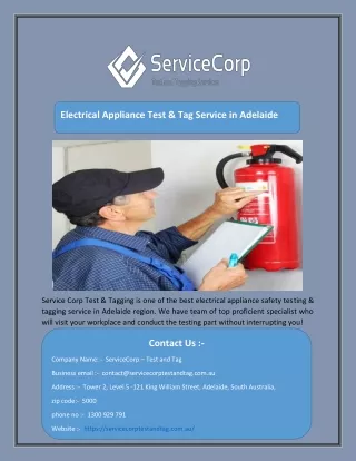 electrical appliance test tag service in adelaide