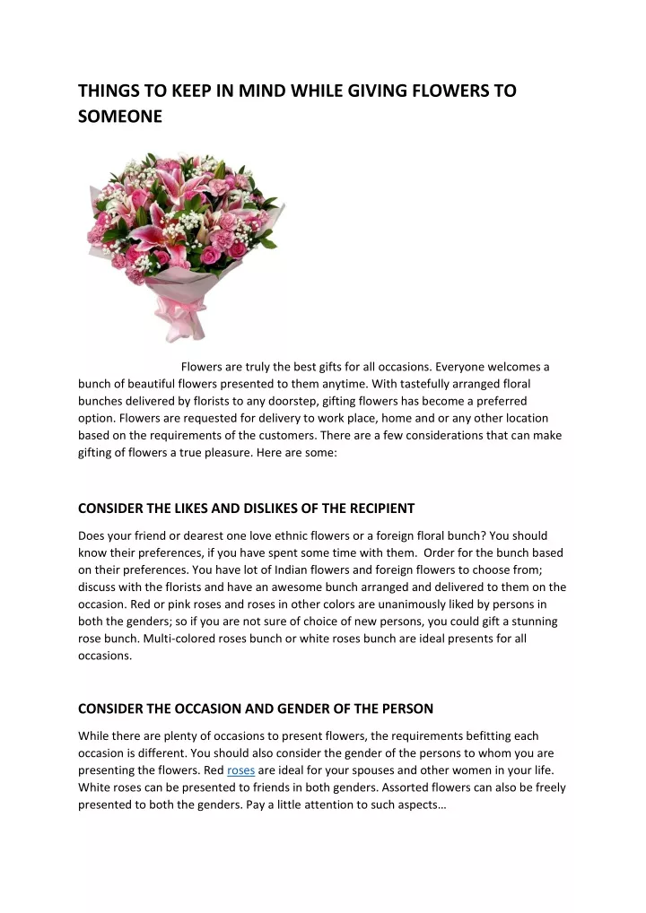 things to keep in mind while giving flowers