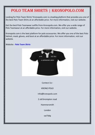 Polo Team Shirts | Kronopolo.com
