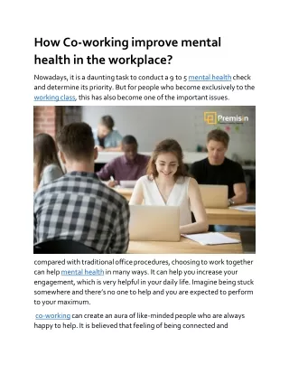 how co workingimprove mental health