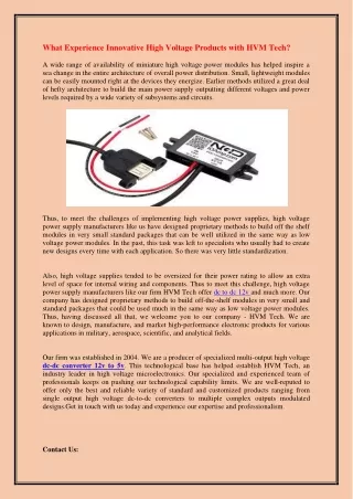 what experience innovative high voltage products