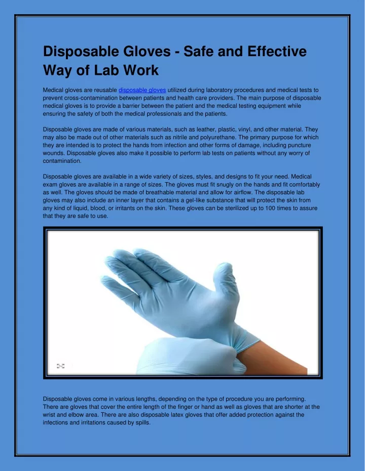disposable gloves safe and effective
