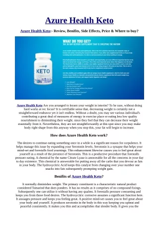 Why You Must Experience Azure Health Keto At Least Once In Your Lifetime.