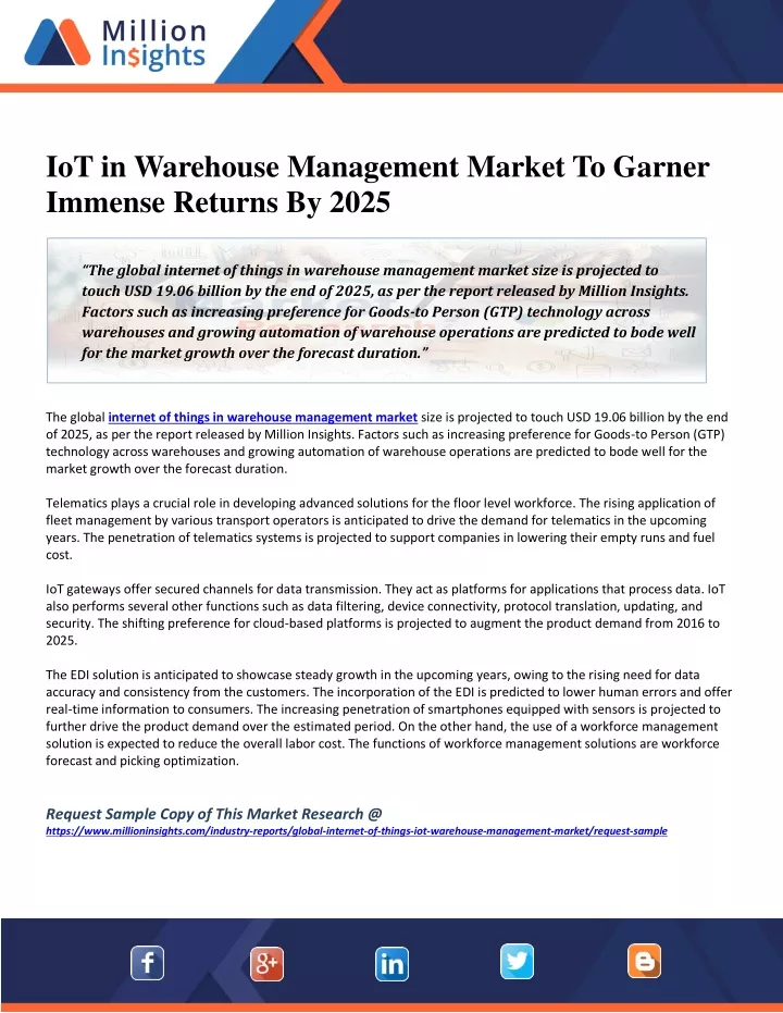 iot in warehouse management market to garner