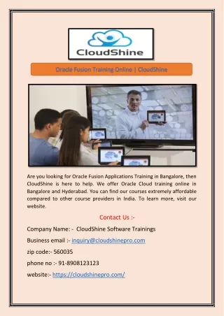 oracle fusion training online cloudshine