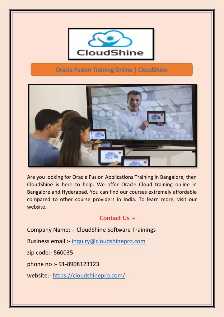 oracle fusion training online cloudshine