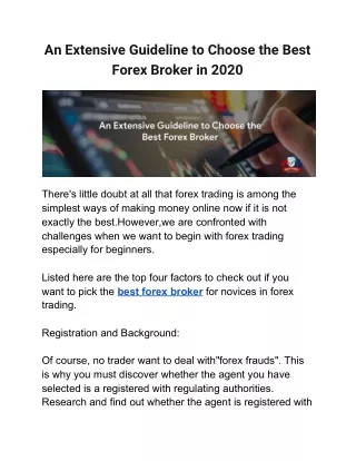 Best Forex Broker in 2020 - Top Forex Brokers for Beginners Guideline
