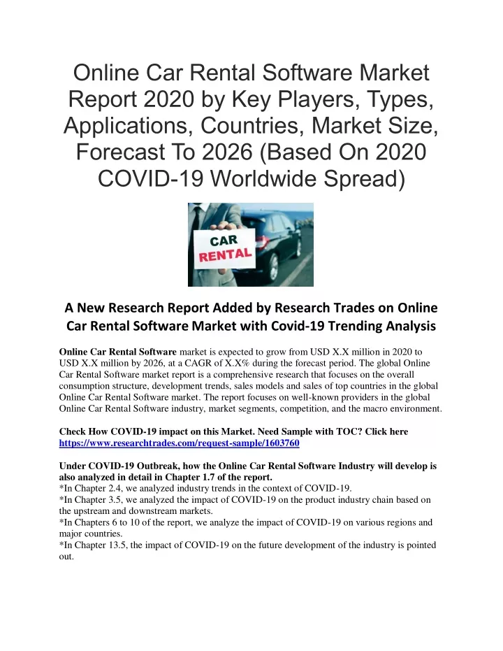 online car rental software market report 2020
