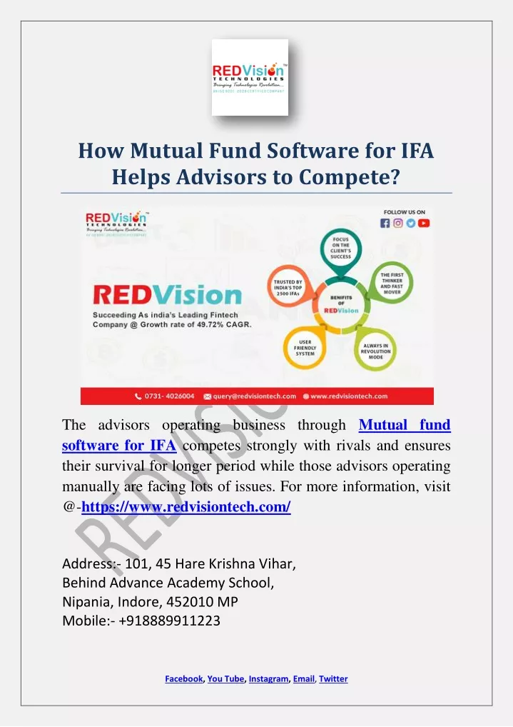 how mutual fund software for ifa helps advisors