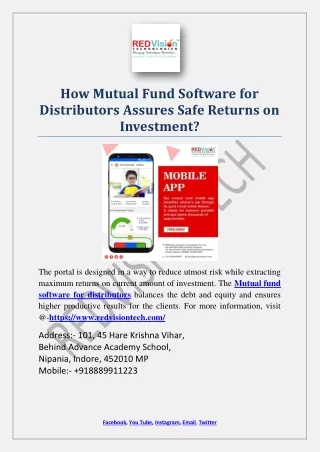 how mutual fund software for distributors assures