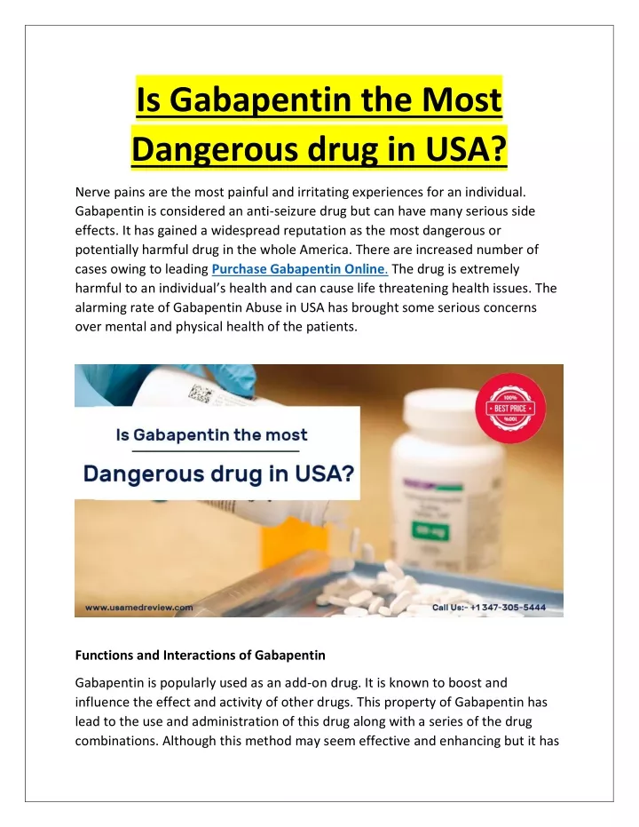 is gabapentin the most dangerous drug in usa