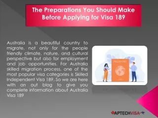The Preparations You Should Make  Before Applying for Visa 189