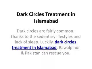Dark circles treatment in islamabad
