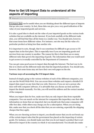 how to get us import data to understand