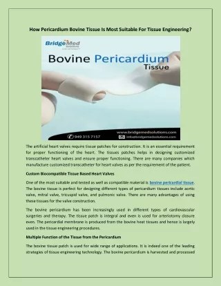 how pericardium bovine tissue is most suitable