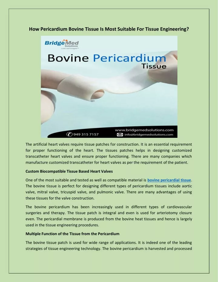 how pericardium bovine tissue is most suitable