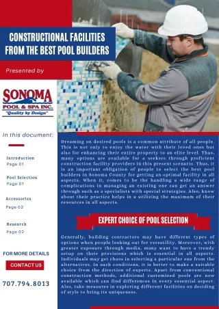 constructional facilities from the best pool
