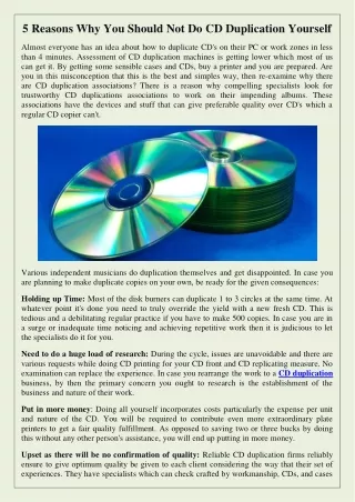 5 reasons why you should not do cd duplication
