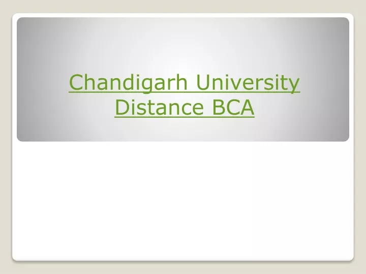 chandigarh university distance bca
