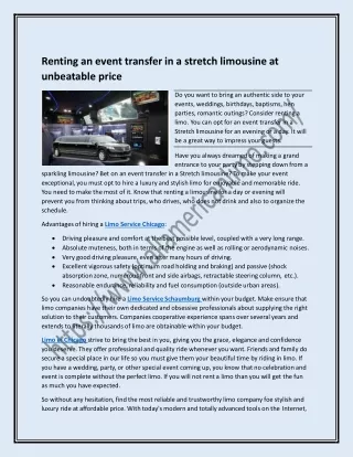Renting an event transfer in a stretch limousine at unbeatable price