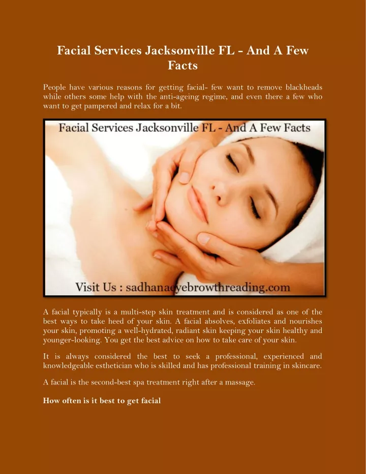 facial services jacksonville fl and a few facts