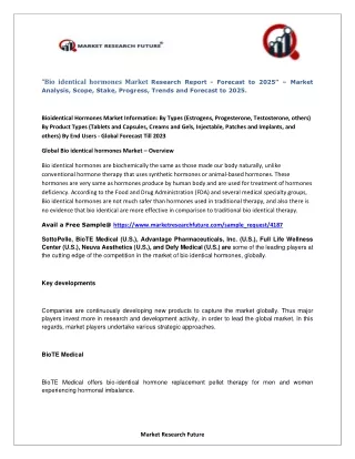 bio identical hormones market research report
