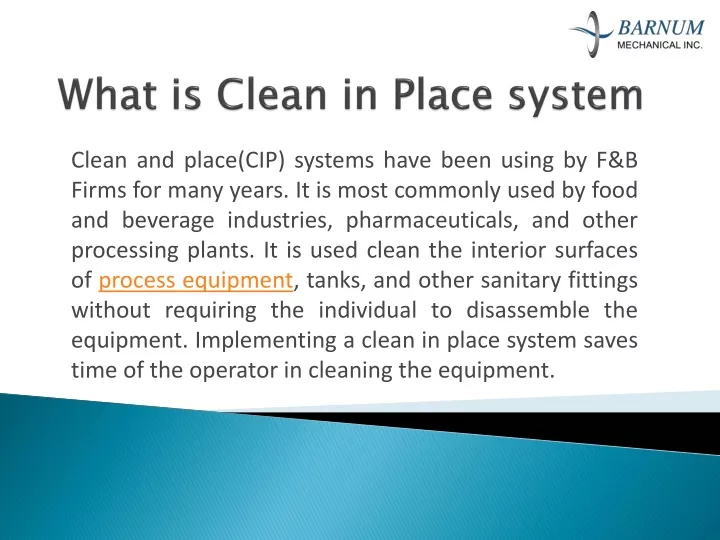 what is clean in p lace system