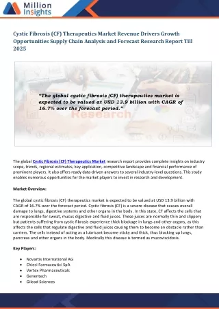 cystic fibrosis cf therapeutics market revenue