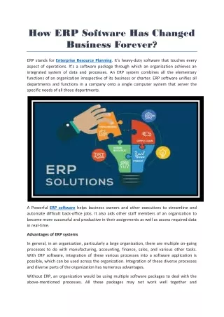 How ERP Software Has Changed Business Forever?