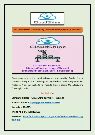 get oracle fusion manufacturing certification