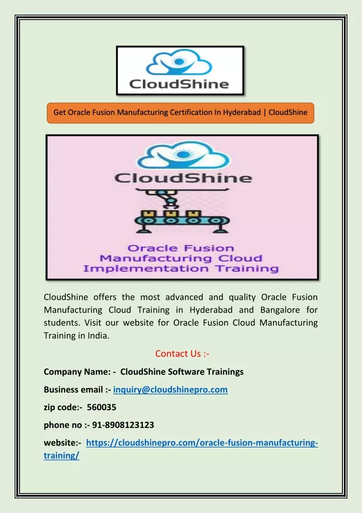 get oracle fusion manufacturing certification