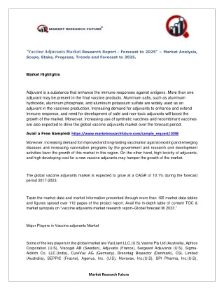 vaccine adjuvants market research report forecast