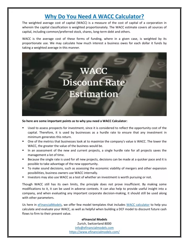 why do you need a wacc calculator the weighted