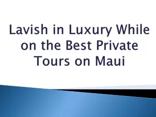 Lavish in Luxury While on the Best Private Tours on Maui