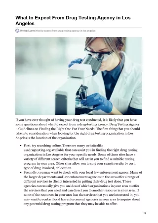 what to expect from drug testing agency