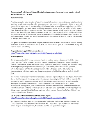 transporation predictive analytics and simulation