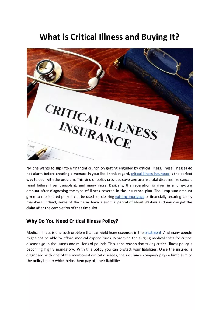 what is critical illness and buying it