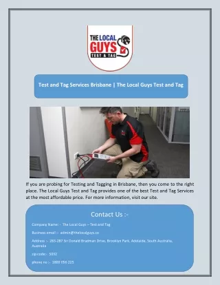 test and tag services brisbane the local guys