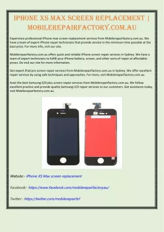 Iphone XS Max Screen Replacement | Mobilerepairfactory.com.au