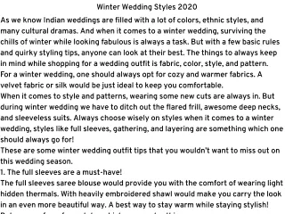 Winter Wedding Styles 2020