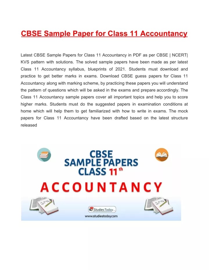 cbse sample paper for class 11 accountancy latest