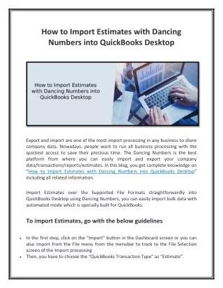 how to import estimates with dancing numbers into