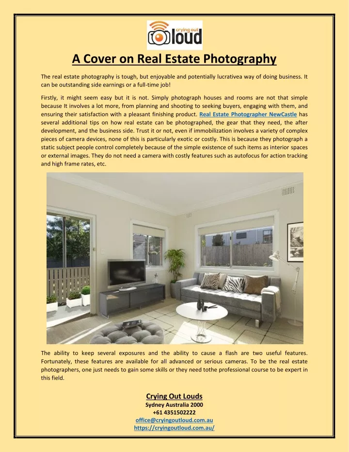 a cover on real estate photography