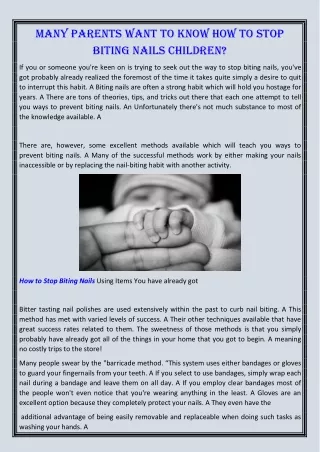 many parents want to know how to stop biting