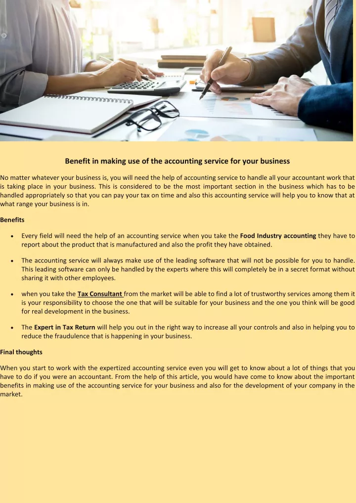 benefit in making use of the accounting service