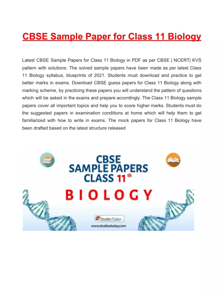 cbse sample paper for class 11 biology latest