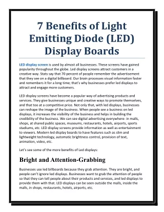 7 Benefits of Light Emitting Diode (LED) Display Boards