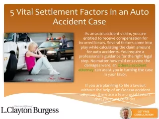 5 Vital Settlement Factors in an Auto Accident Case