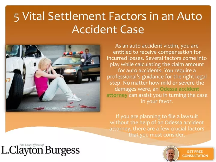 5 vital settlement factors in an auto accident