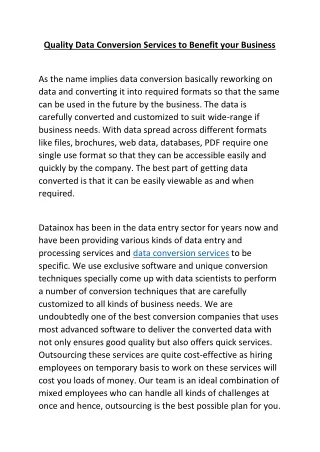 quality data conversion services to benefit your